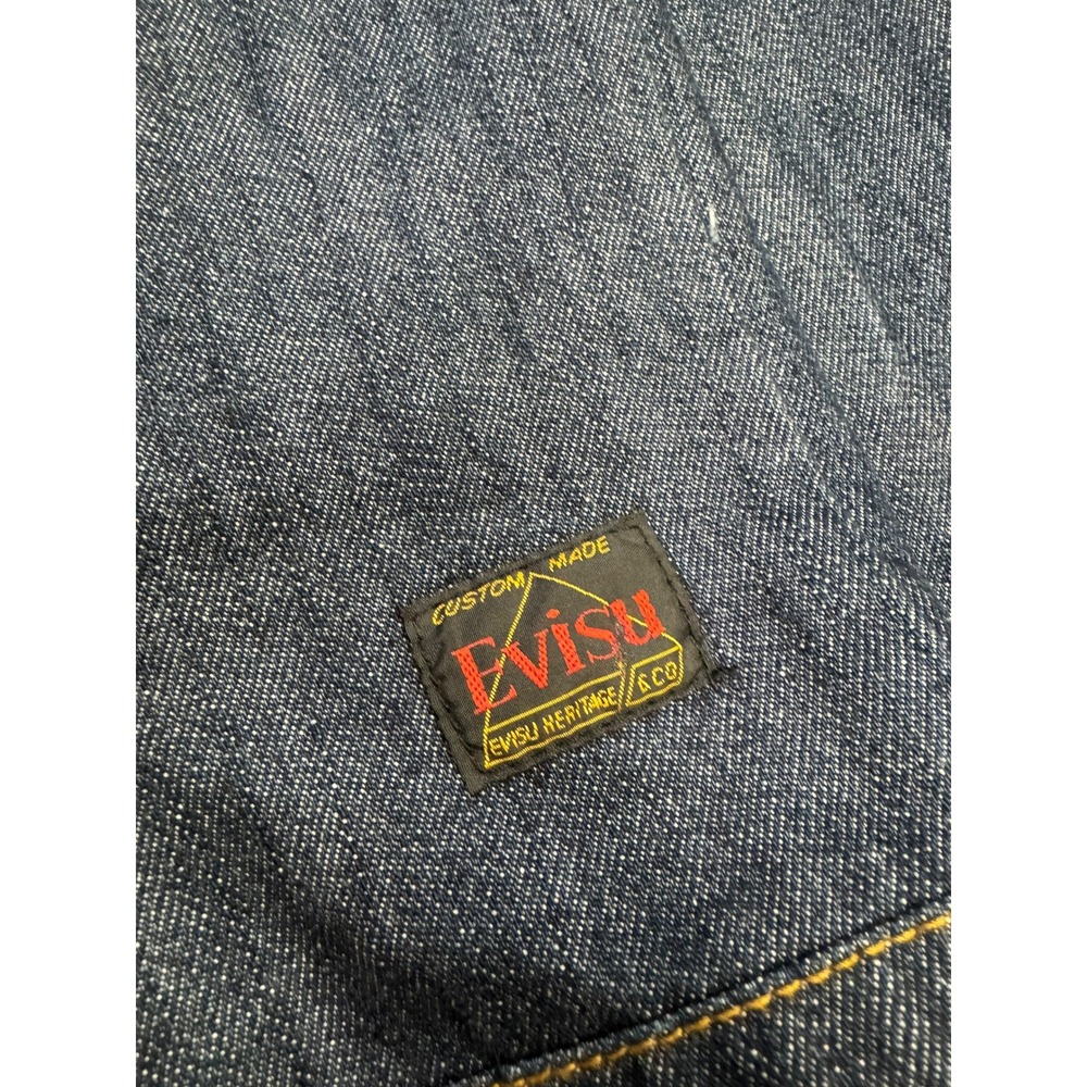 Evisu Denim Jacket Mens XL Indigo Blue Excellent No 3 Lot 1008 Zip Pocket Cinch - Picture 9 of 11